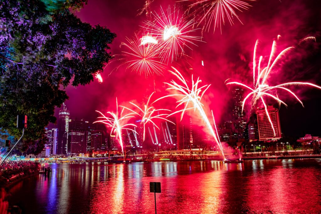 Fireworks Display In Southbank Brisbane Queensland Australia